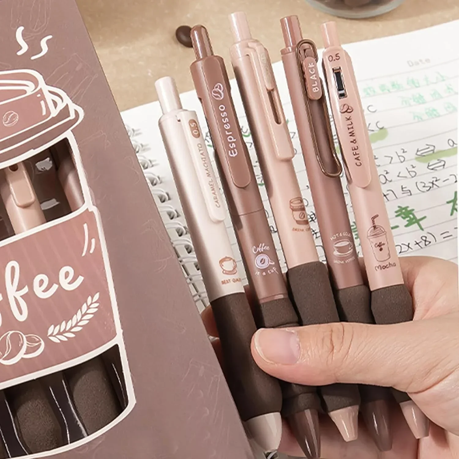 Coffee edition 0.5mm Blue Gel Pens l different Knibs 5 pens set l Fine korean Edition - Image 2