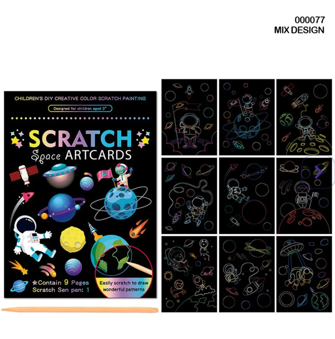 A5 Scratch Art Sheets – Pack of 9 Color-Reveal Designs for Kids & Crafts - Image 2