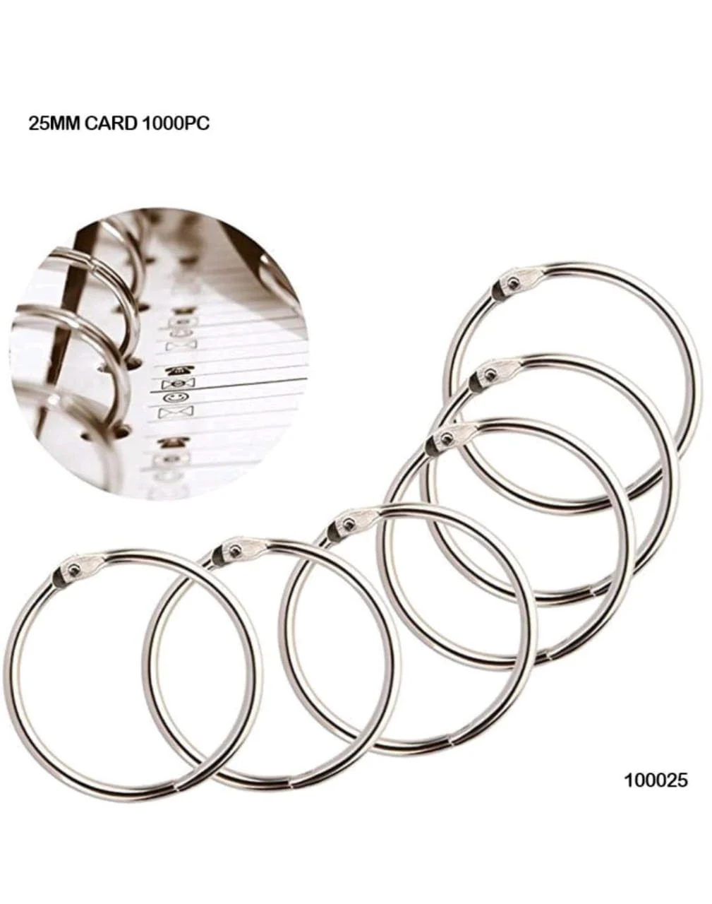 25Mm Card Ring Silver 1000Pc      Code  100025