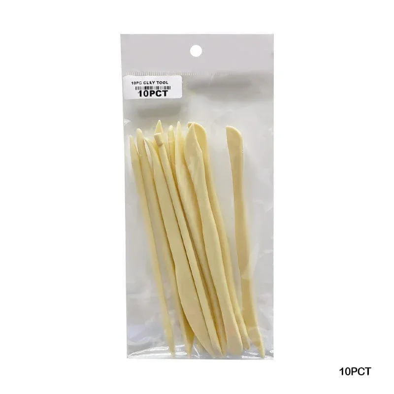 10 Piece Plastic Clay Sculpting Tool Set - Cream Color - Image 4