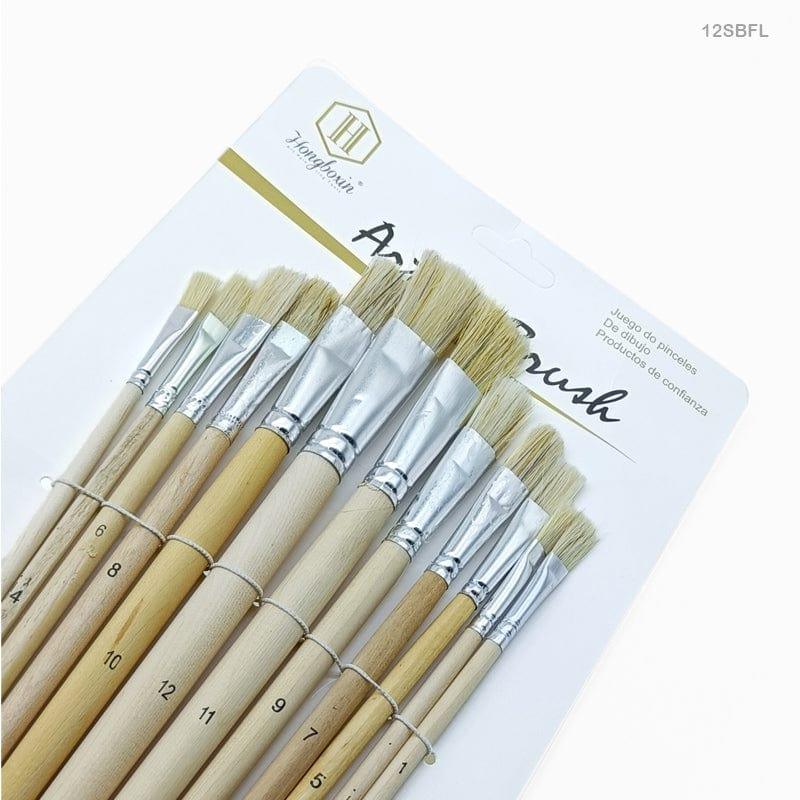 Long Handle Flat Stencil Brushes for Precise Painting (12 Pack) - Image 2