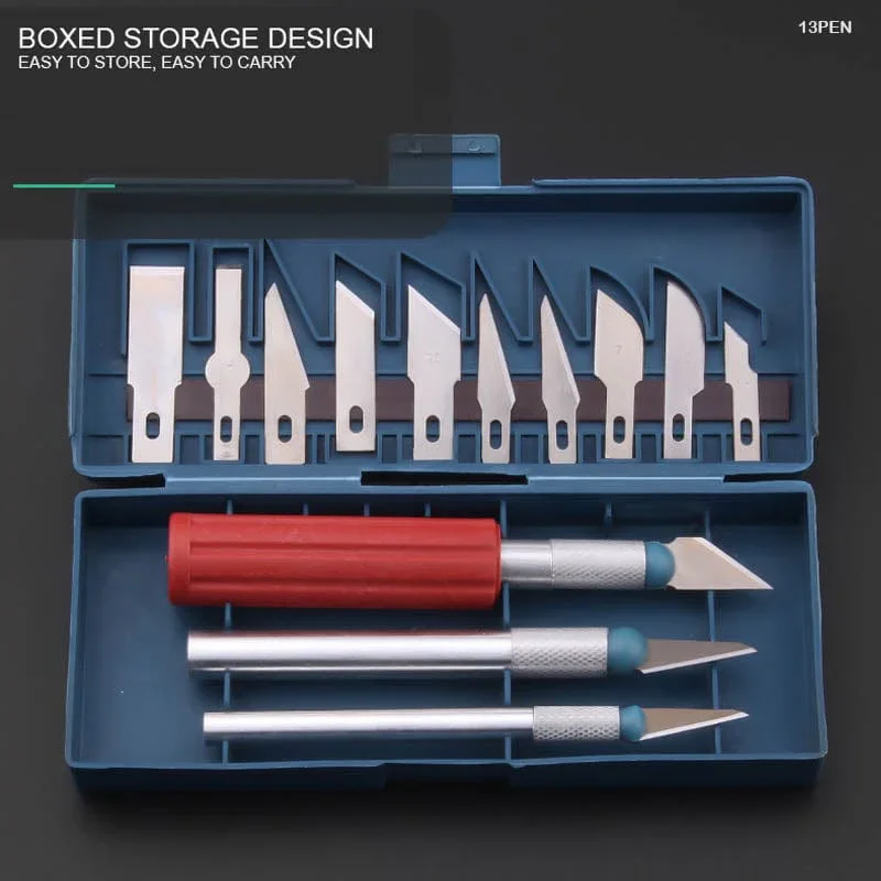 13-Piece Precision Craft Knife Set with Assorted Blades - Image 2