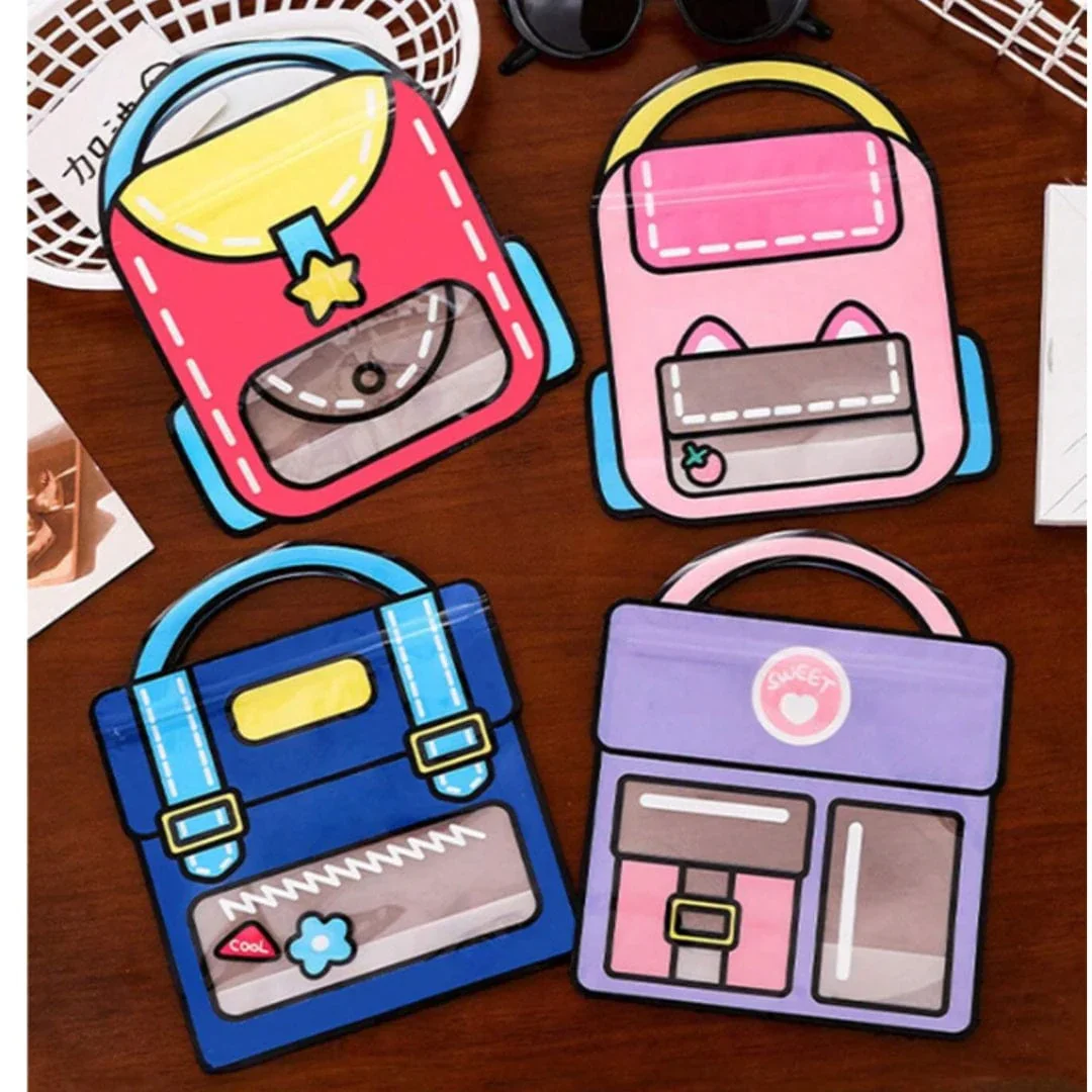 3D Pastel School Bag Ziplock – Transparent Bag | Pack of 1 l 17 x 17 CM - Image 3