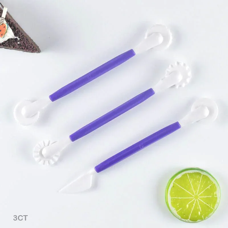 3-Piece Double-Ended Plastic Clay Sculpting Tool Set