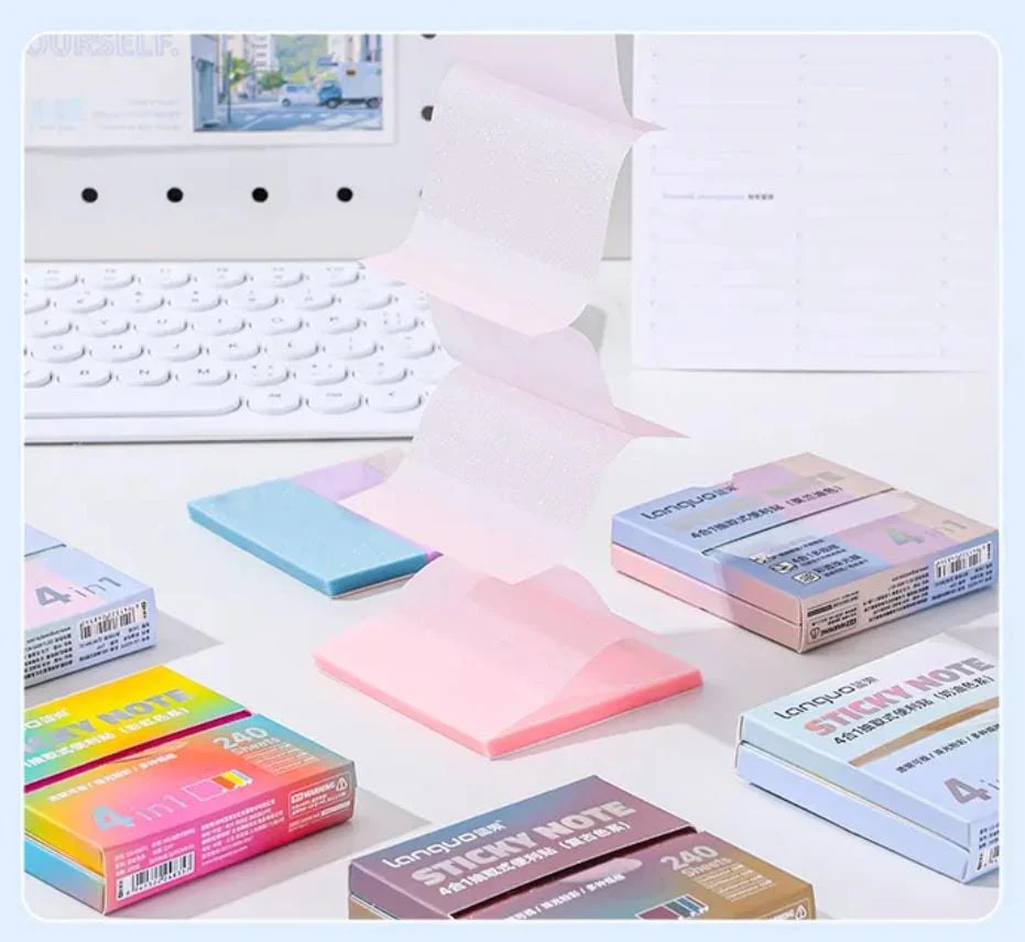4 in 1 Premium Glitter Sticky Notes Set | 240 Sheets | Multi-Size Memo Pads | Pack of 1 - Image 2