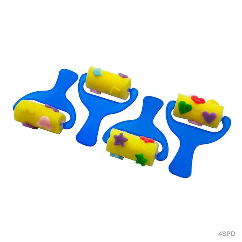 Patterned Sponge Paint Rollers (4pcs) pack of 1 - Image 2