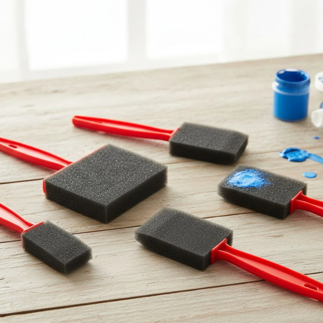 Black Sponge Brush Set with Plastic Handles (5pcs) pack of 1 - Image 2