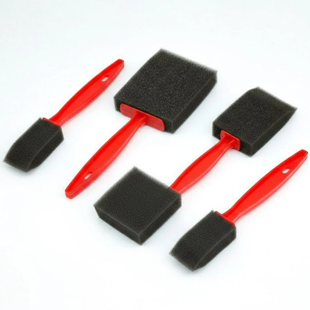 Black Sponge Brush Set with Plastic Handles (5pcs) pack of 1 - Image 3