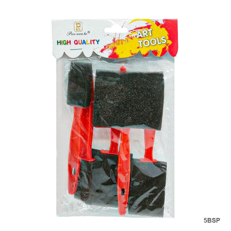 Black Sponge Brush Set with Plastic Handles (5pcs) pack of 1 - Image 4