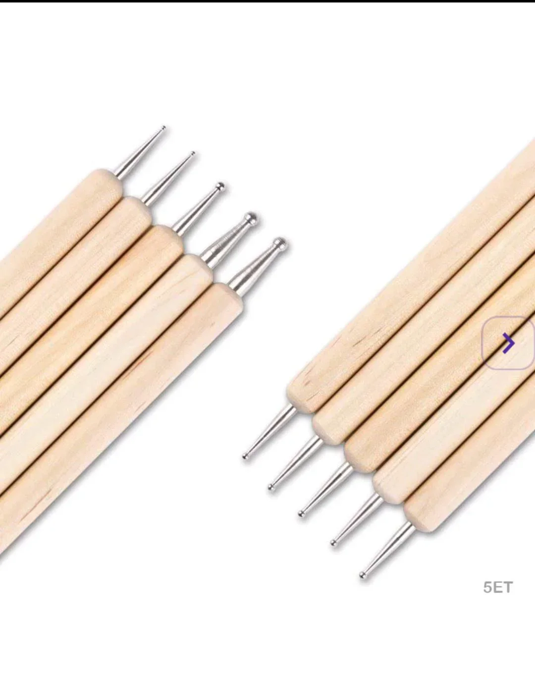 5-Piece Double-Sided Wooden Embossing Tool Set - Image 2
