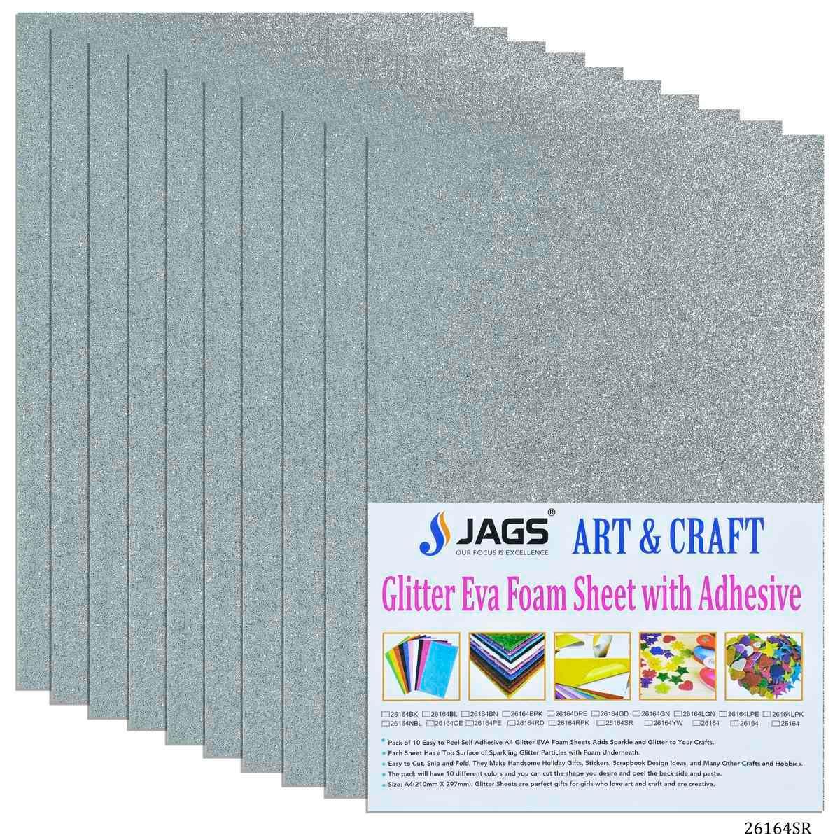 A4 Glitter Foam Sheet With Sticker Silver 26164SR