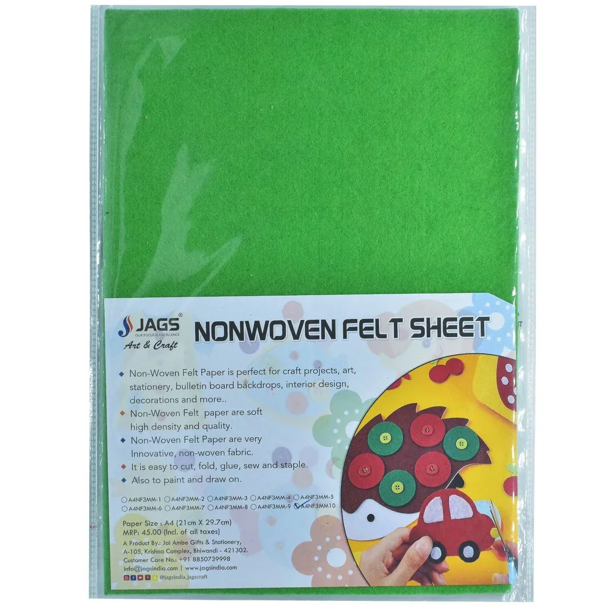A4 Nonwoven Felt Sheet 3 MM 1 Pcs Green - Image 4