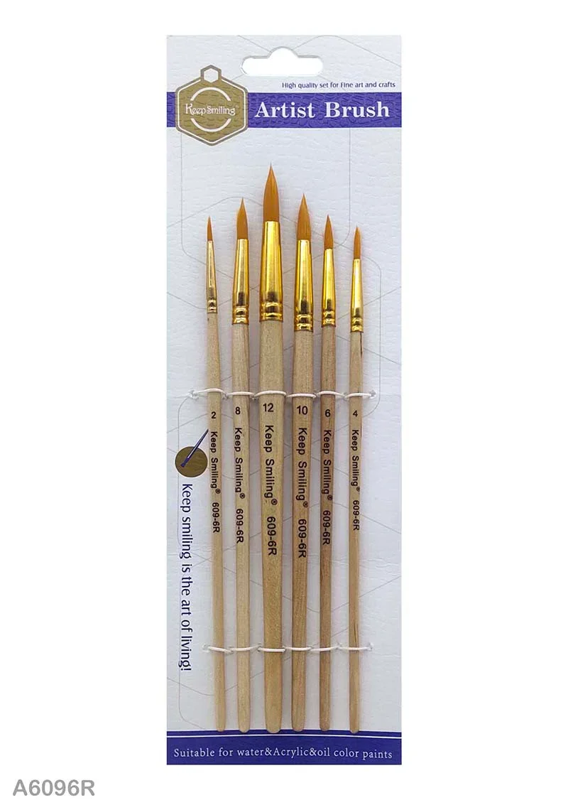 Wood Finish Paint Brush Set (6 Pieces) - Quality Craft Brushes - Image 2
