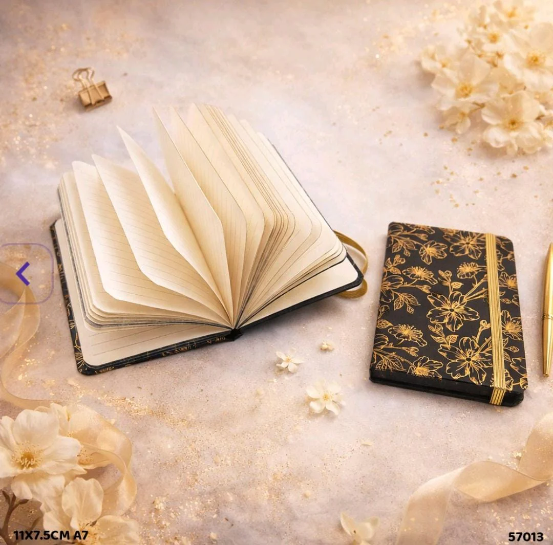 Premium mini A7 Black Gold Floral Diary | Pack Of 1 diary - Image 2