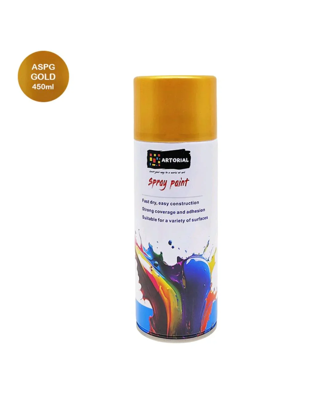 Premium Gold Spray Paint  Glossy Finish (450ml) pack of 1 - Image 2