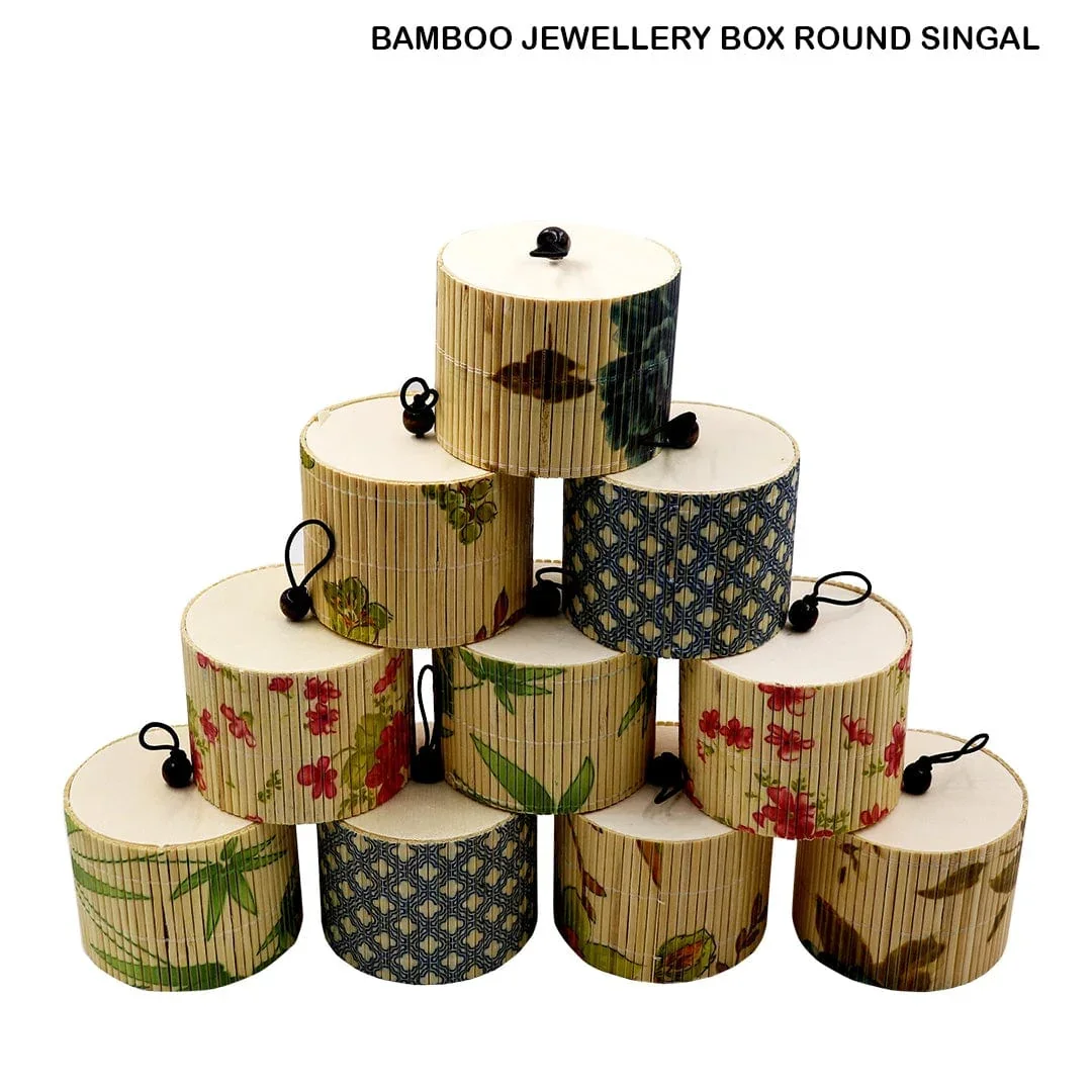 Round Bamboo Jewellery Box l Pack of 1 box - Image 2