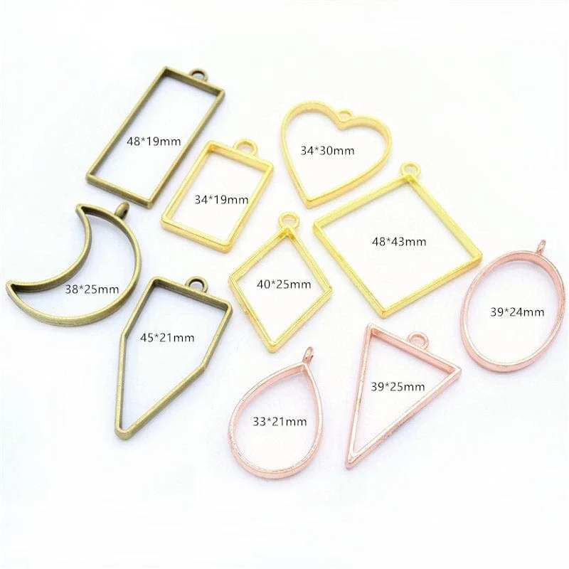 Silver Mix Shape Bezels for Resin Art l Pack of 1  (10pc ) - Image 2