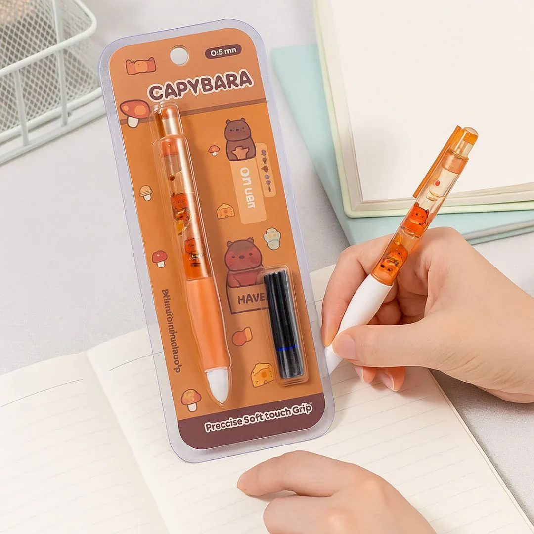 (BUY 1 GET 1 FREE ) Capybara Premium soft Touch Grip Fountain Pen with refills l Pack of 1 pen and 2 extra refills l KQ-30049 - Image 3