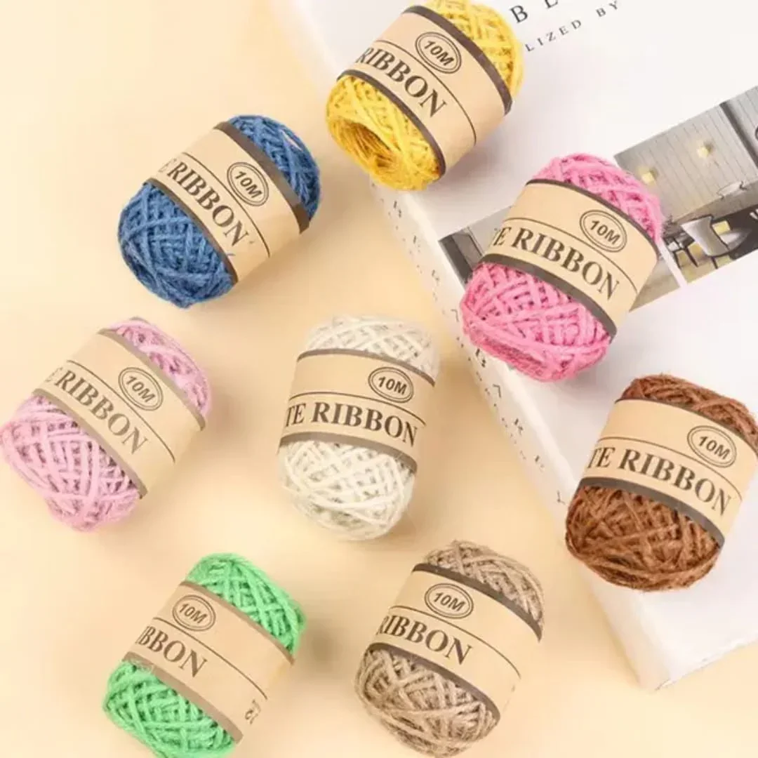 (Buy 1 Get 1 Free) Jute Colourful  Thread | 2mm x 10m Pack of 1 - Image 7