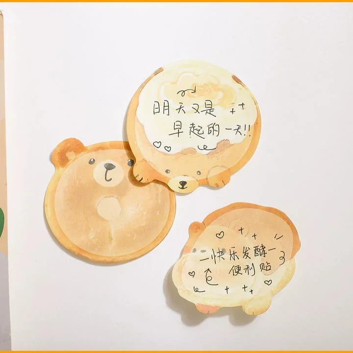 (Buy 1 Get 1 Free ) Mini Cute Bear Bread Sticky Notes l Pack of 1 includes 30 sheets l 3X3 - Image 5