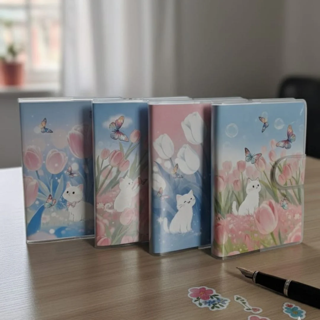 ( Buy 1 Get 1 Free ) Premium Cute Cat Tulip Mini Diary | A7 l Ruled l  Pack of 1 - Image 2