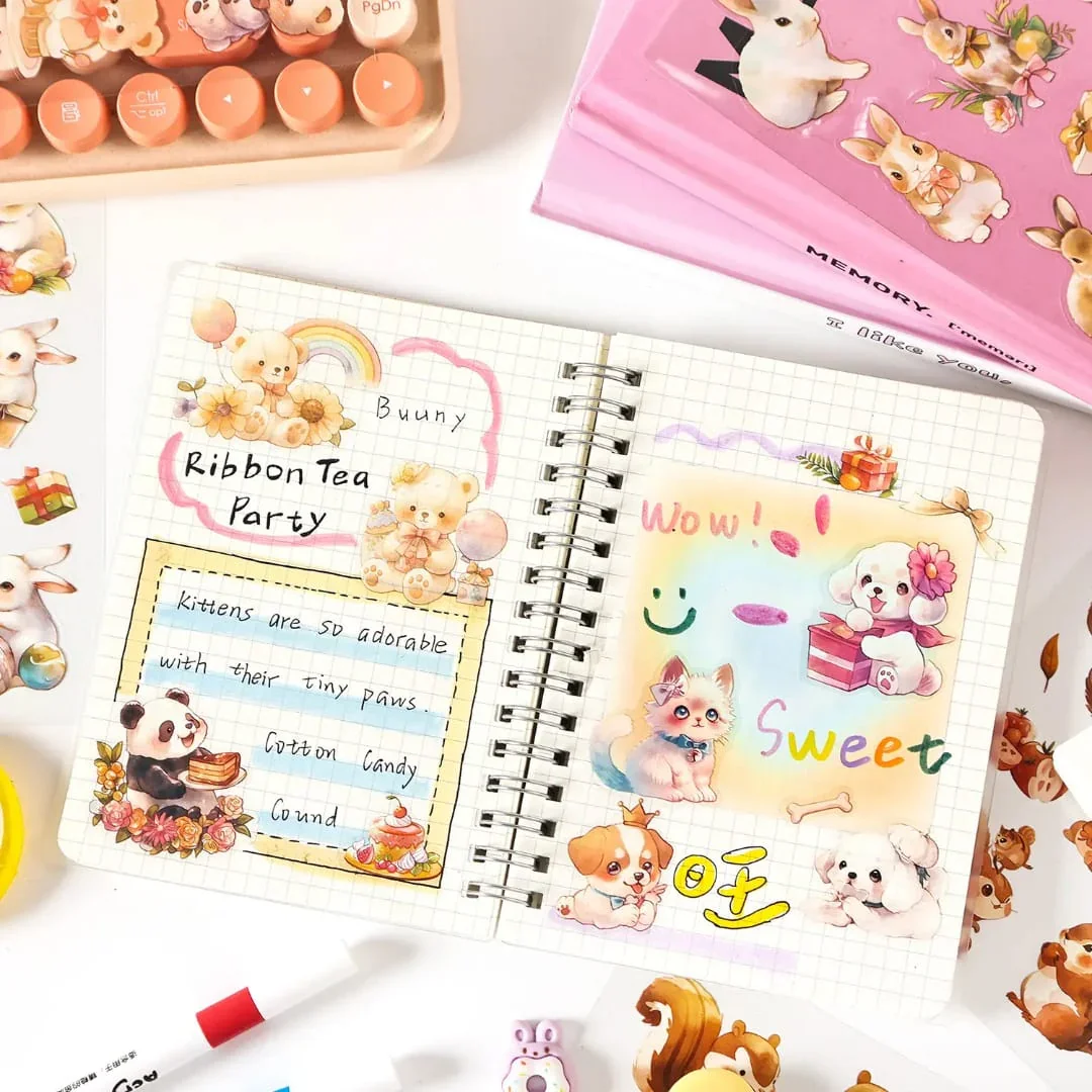 (Buy 1 Get 1 free) Premium kawaii Pets Journaling Stickers l Pack of 1 contains 6 Sheets l Stickers for Scrapbooking & Planners - Image 3