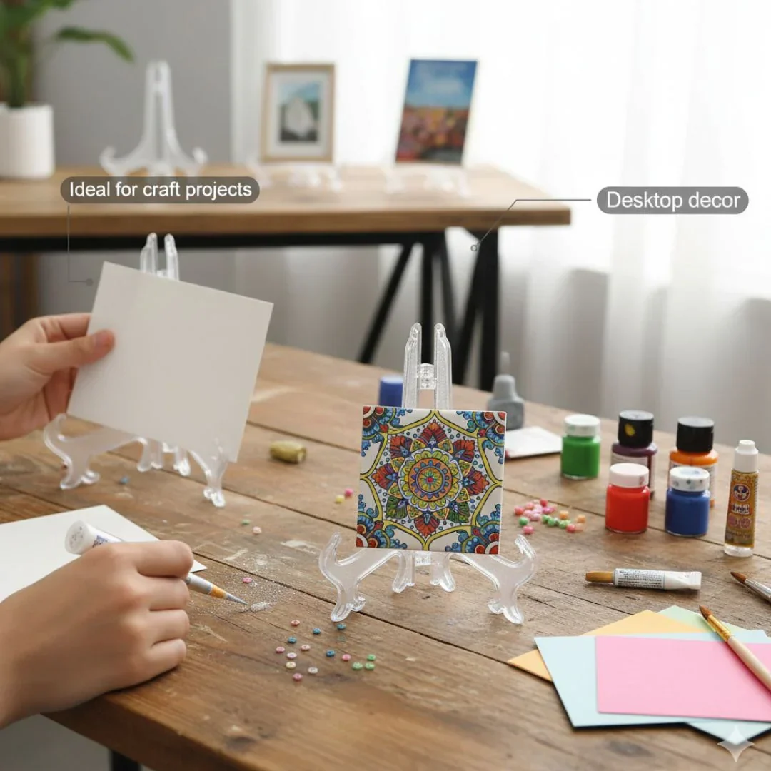 4 inch Acrylic easel for Canvas MDF Resin Frame Stands for Professional Photo and Art Display- - Image 2