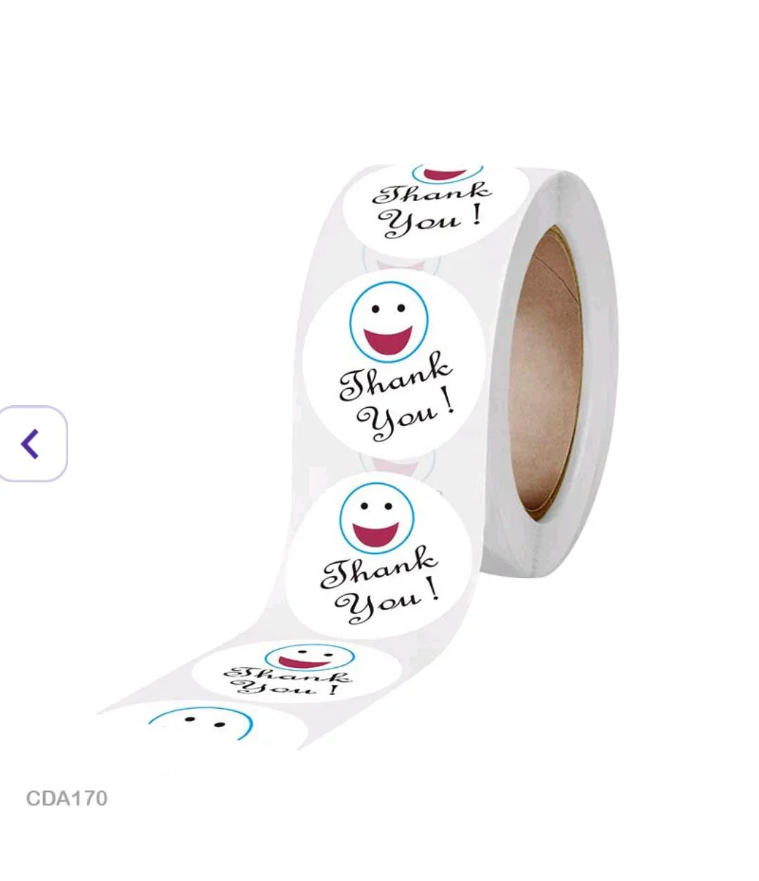 Smiley Face Thank You Sticker Roll (500 Labels) - Image 2