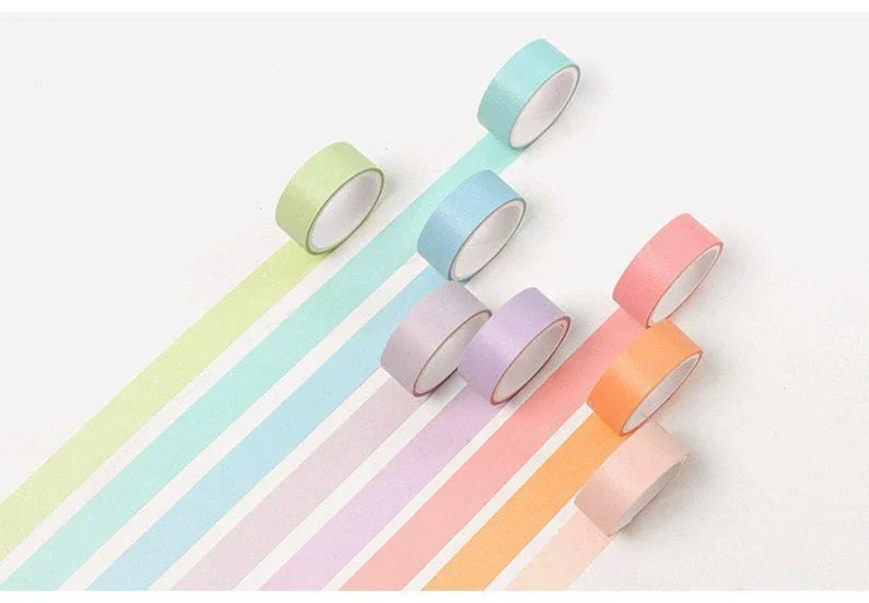 Colorful Rainbow Pastel Masking Tape l Pack of 5 tapes l 1.5 cm x 5 m - Image 2