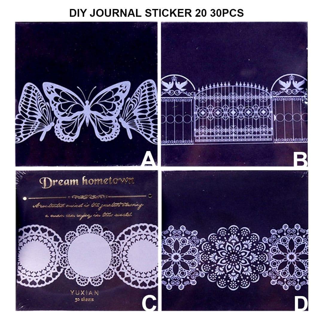 Decorative Lace Design Stickers – 30PCS DIY Journal Kit | Pack of 1 - Image 4