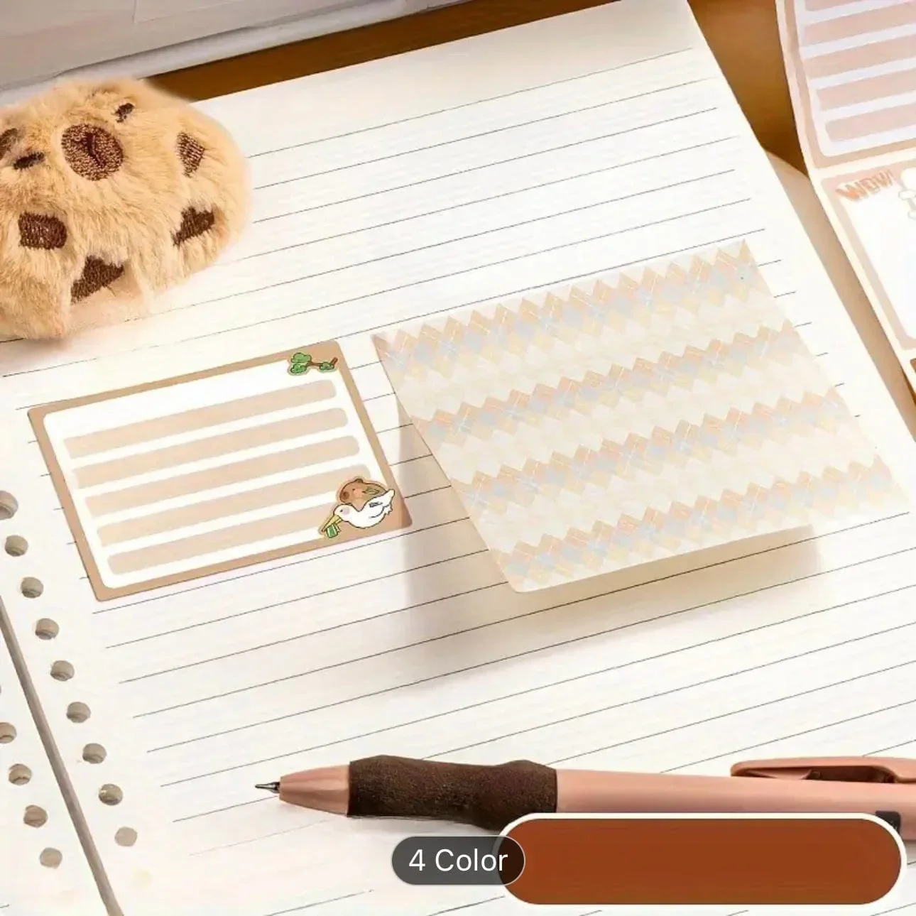 Cute Capybara peel Off sticky notes I Pack of 1 (256 pcs roll ) - Image 4