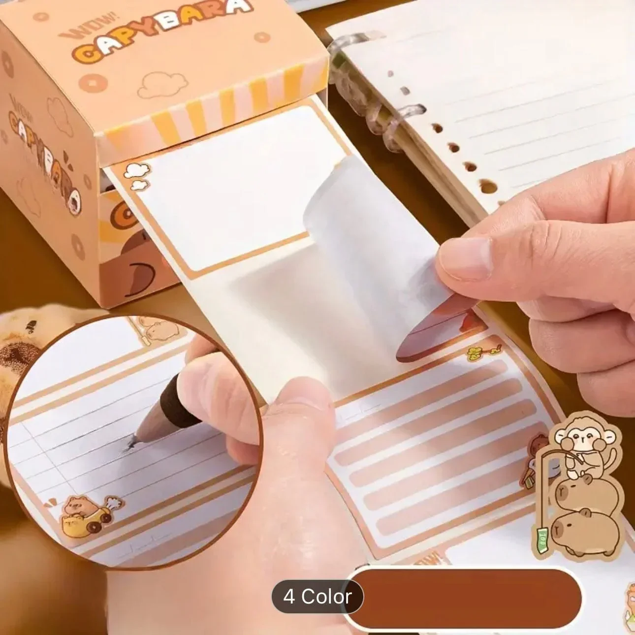 Cute Capybara peel Off sticky notes I Pack of 1 (256 pcs roll ) - Image 5