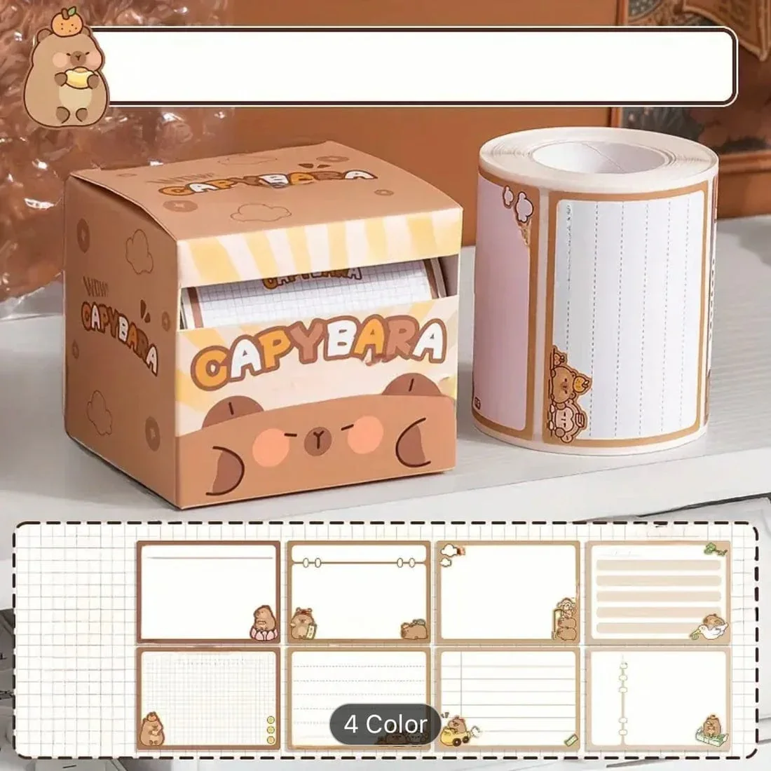 Cute Capybara peel Off sticky notes I Pack of 1 (256 pcs roll ) - Image 7