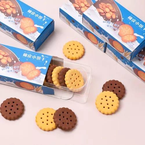 Cute Cookie packet of 6 Erasers - Pack of 1 packet for Return Gifting - Image 4