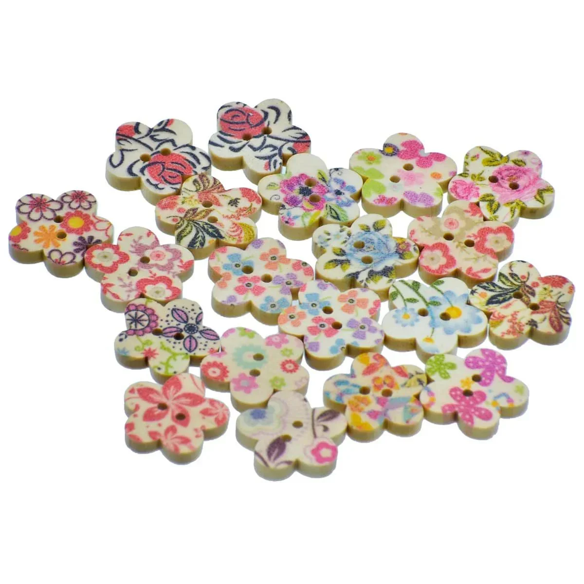 Decorative Button Wooden Flower Small 20pcs - Image 2