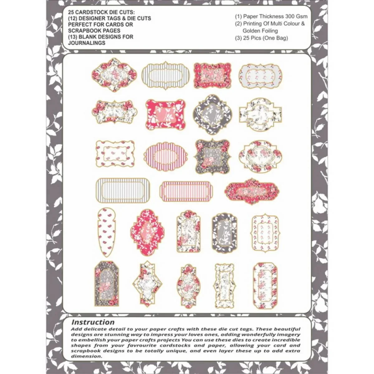 Die Cut & Tags Jags Grey Blooming-2 - Image 2