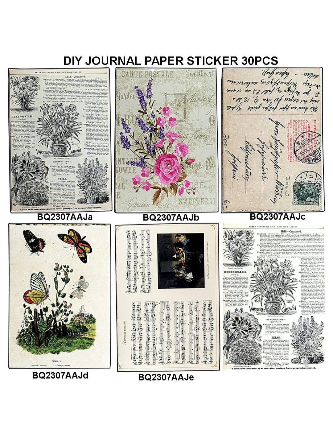 Vintage Paper Journal Stickers – 30PCS Aesthetic Scrapbook & DIY Craft Set |Pack of 1 - Image 4