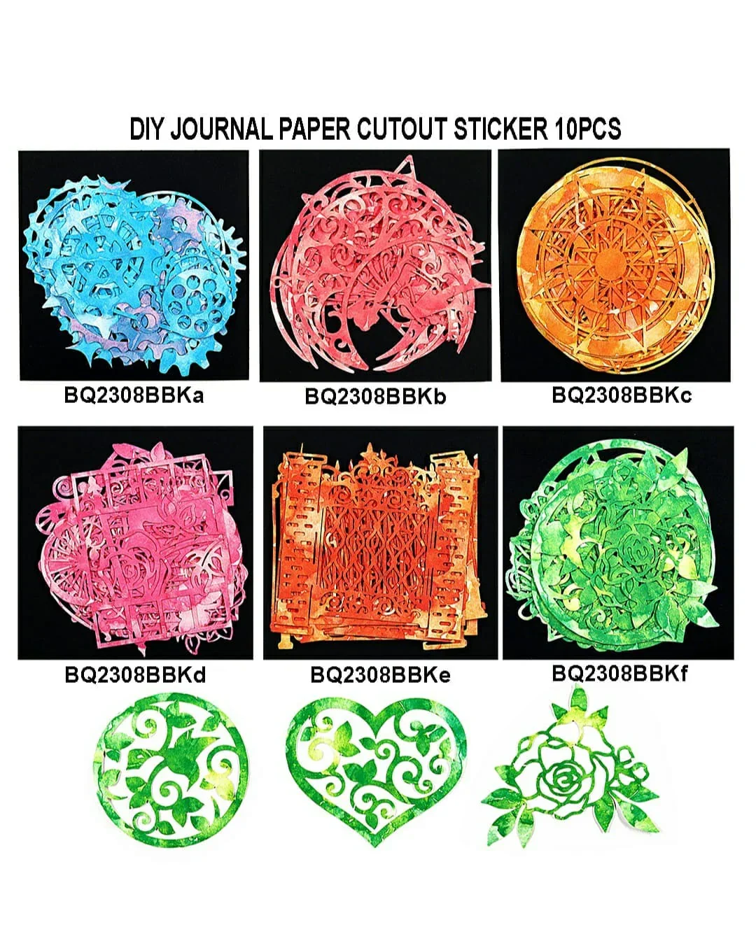 Colorful Cutout Paper Stickers (10 PCS) | DIY Scrapbooking & Journal Decor | Pack of 1 - Image 3