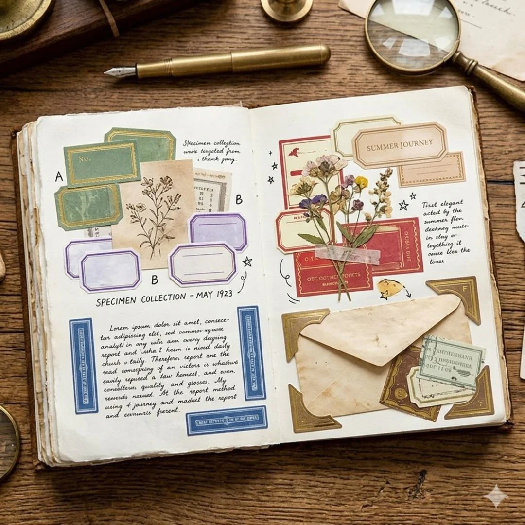 Retro Labels Sticker Pack – Aesthetic Scrapbooking & Planner Decor | Pack of 1 - Image 2