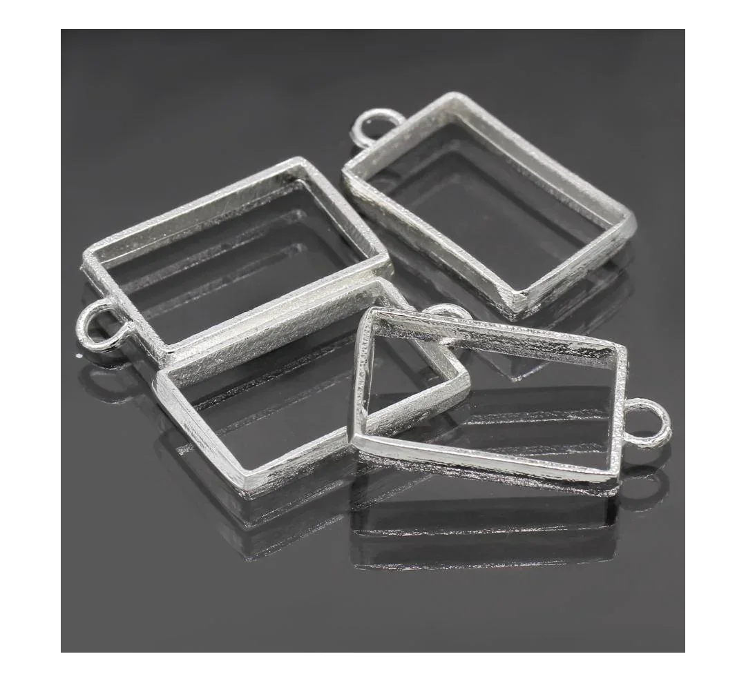 DIY Metal Imitation – 4Pcs Silver Rectangle Embellishments - Image 3