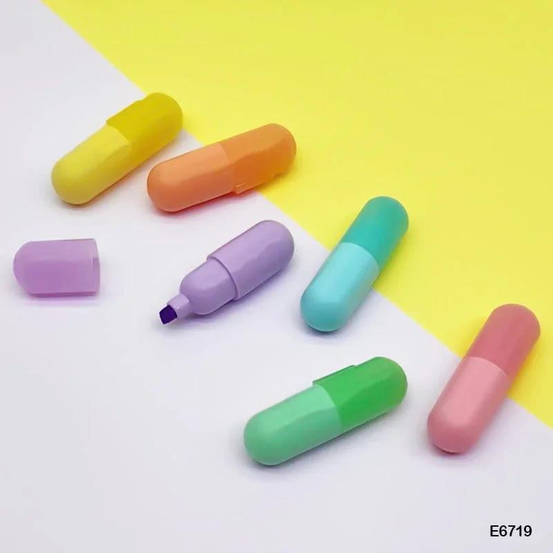 Cute Space Capsule Highlighter Set (6pcs) pack of 1