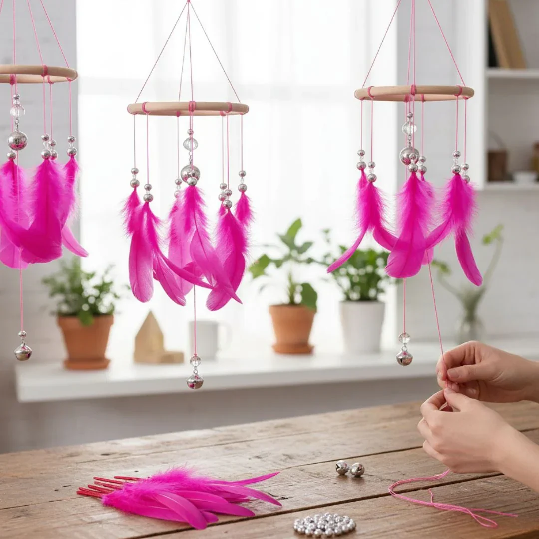 Small Hard Light Pink Feathers for Delicate Crafts (12pcs) pack of 1 - Image 5