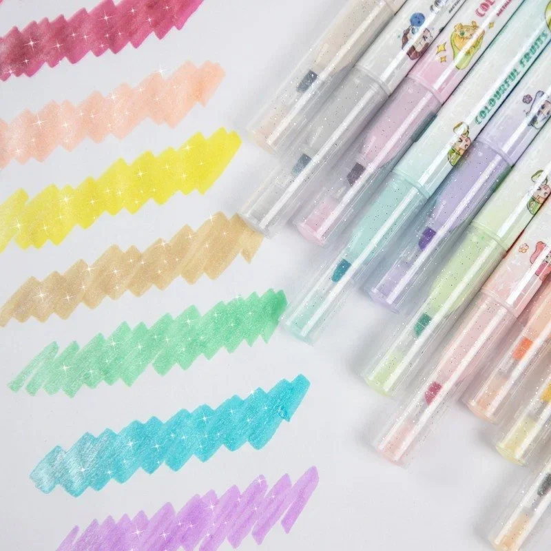 Fruity Sweet Miki & Nini 6 in 1 Pack Metallic Glitter Highlighter pens - Image 4