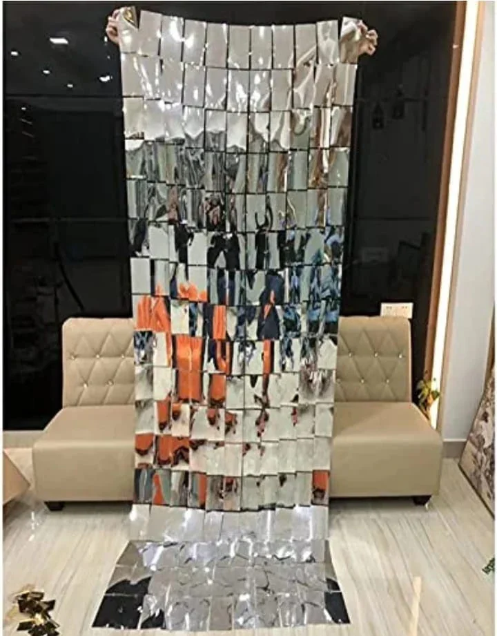 Silver Foil Curtains for Decoration- Fringe backdrop curtains (6X3FT) - Image 2