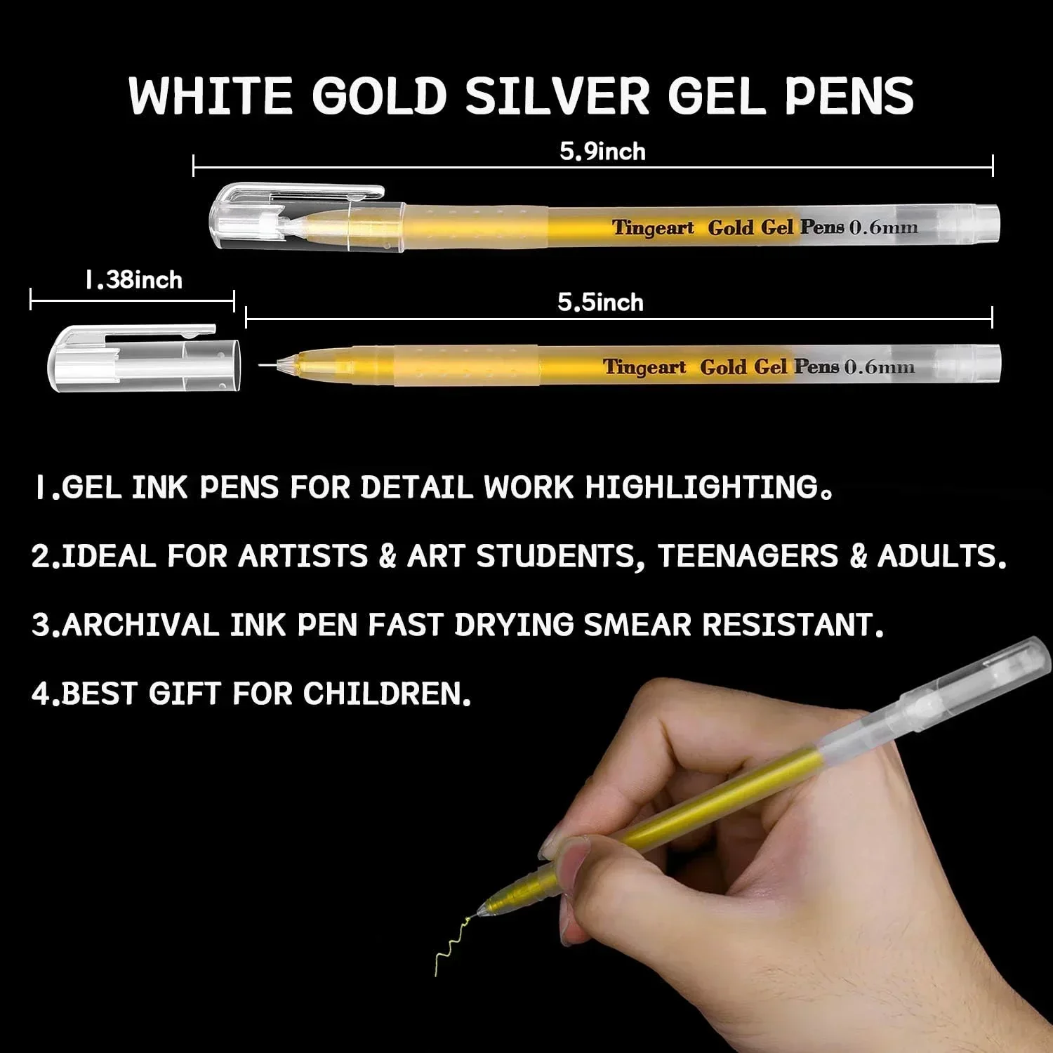(Buy 1 Get 1 FREE) Golden Rolly Gel Pens For Doodle, Mandala, Sketching 1 unit - Image 2