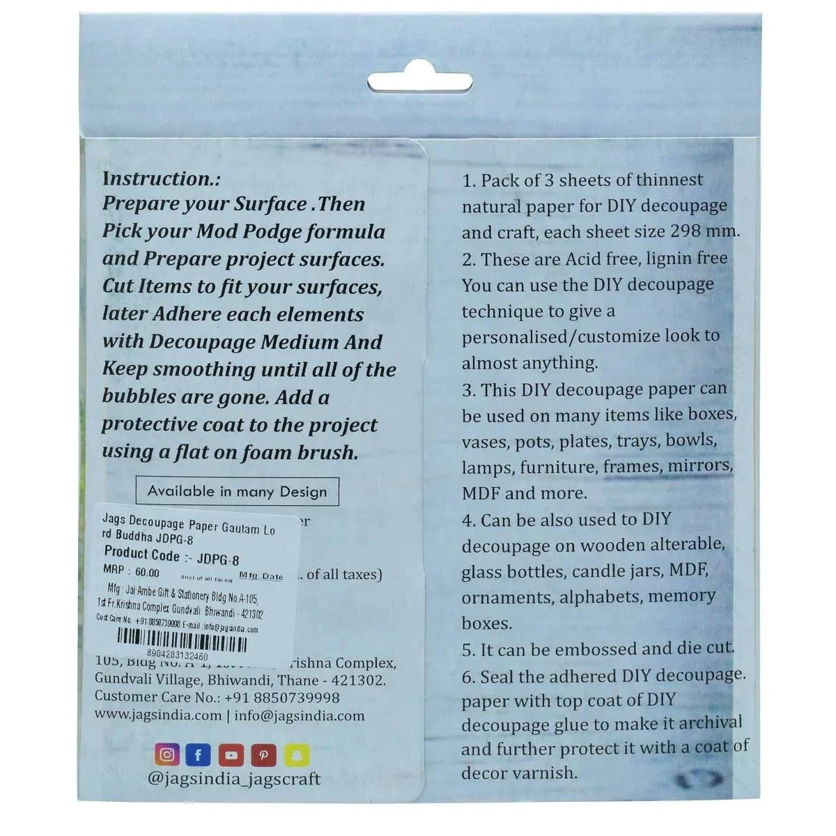 Jags Decoupage Paper Gautam Lord Buddha JDPG-8 - Image 4