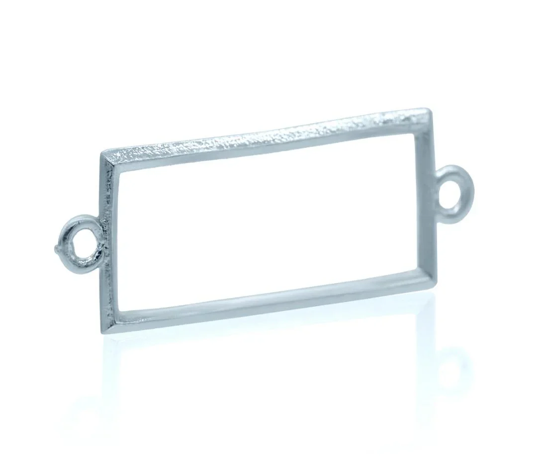 DIY Bracelet Bezel 4 Pcs Silver Rectangle - Image 2