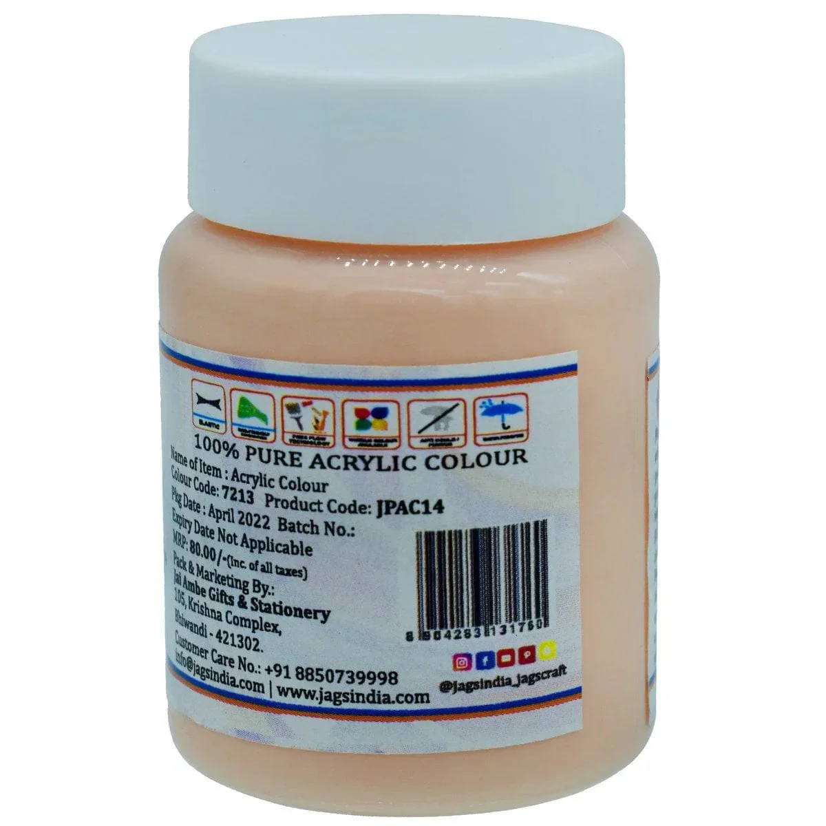 Jags Premium Acrylic Colour Paint Flesh Tint JPAC14 - Image 3
