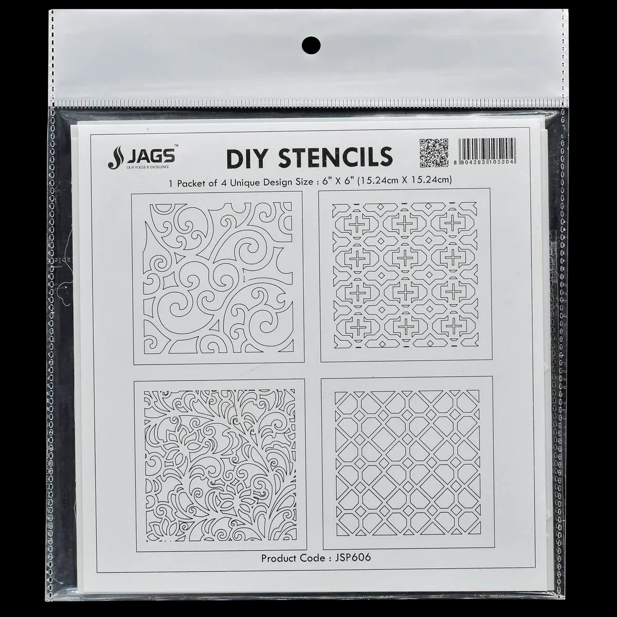 Jags Drawing Stencil Plastic 6x6 4Pcs Set - Creative Craft Tool for Scrapbooking and Art Projects - Image 4