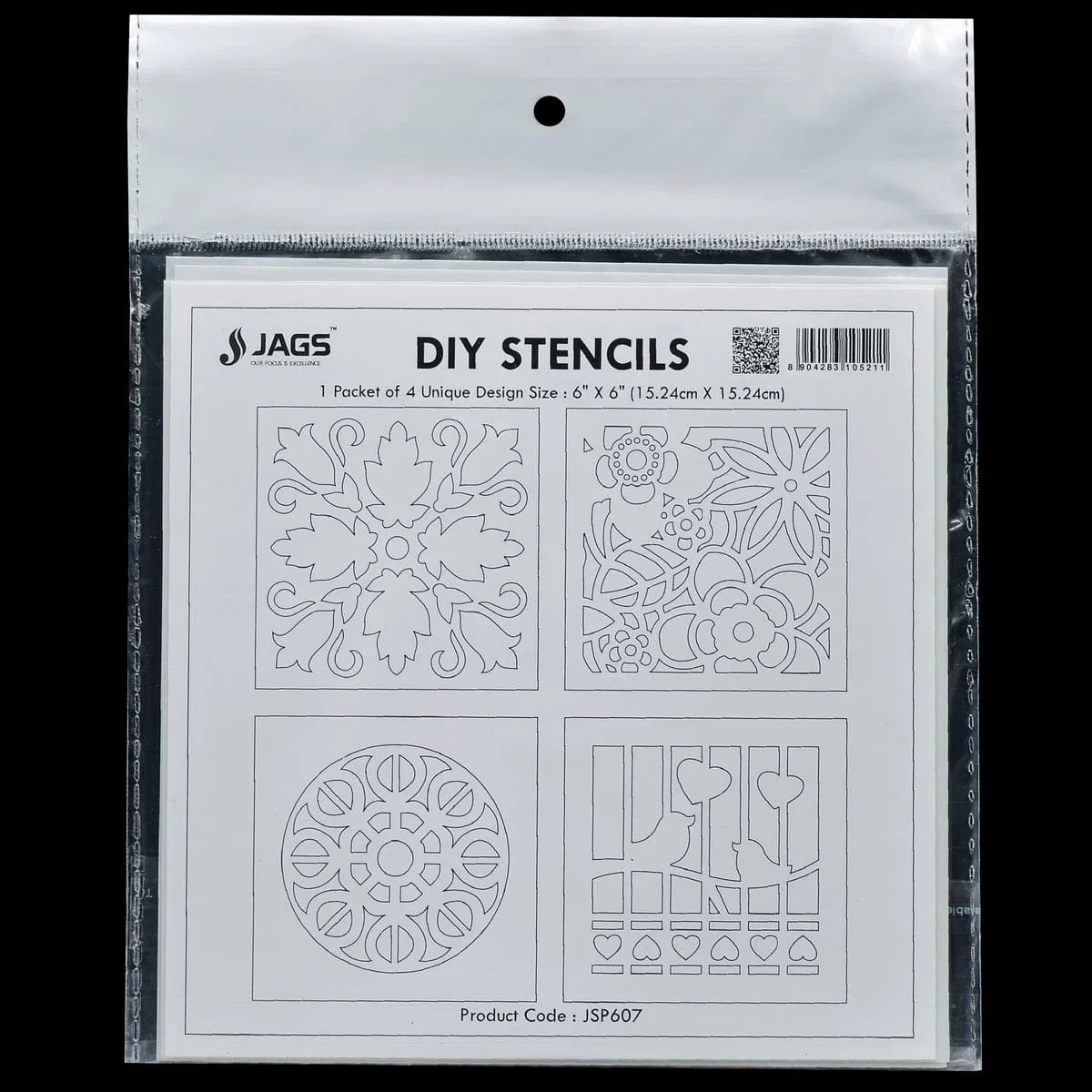 Jags Drawing Stencil Plastic 6x6 4Pcs Set - Creative Craft Tool for Scrapbooking and Art Projects - Image 4